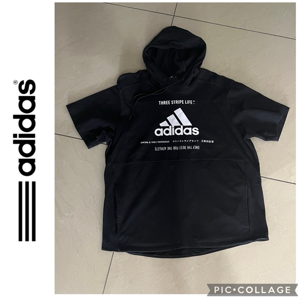 Adidas short sleeve hoodies for men size large